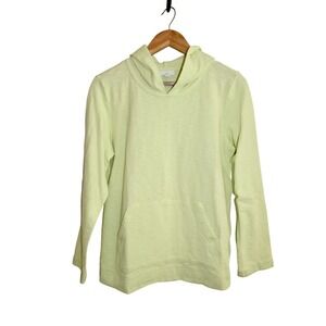 J. Jill Pale Lime Ribbed Pullover Hoodie Medium 100% Cotton